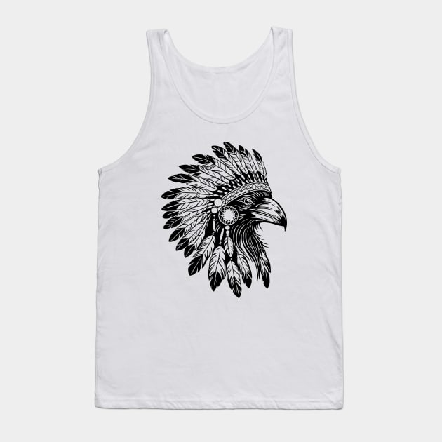 head of a raven wearing a traditional Indian feather headdress Tank Top by InshynaArt